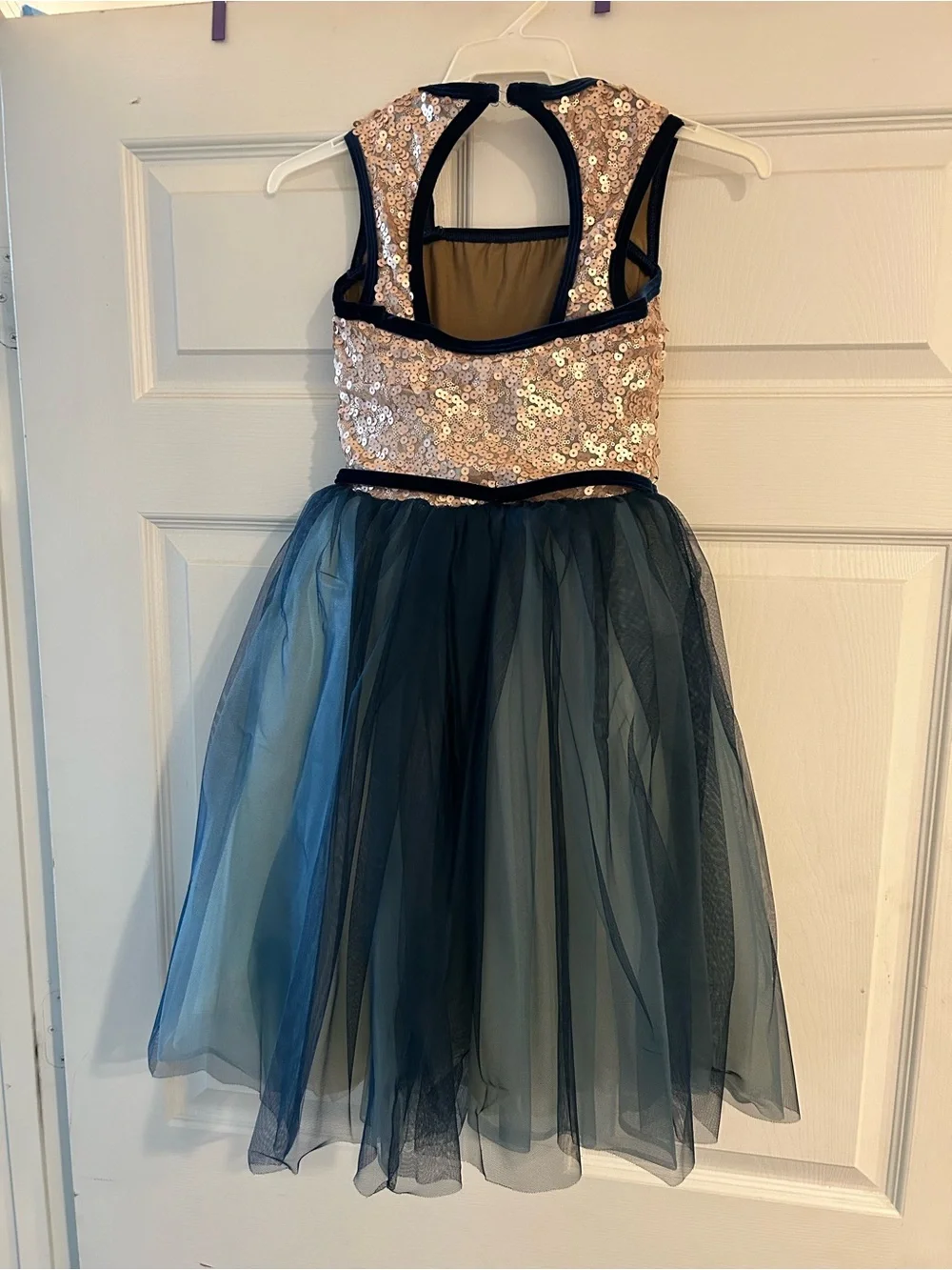 Sparkle Sequin & Tulle Dance Dress - Rose Gold Sequin Top with Teal Tulle Skirt